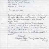          donation letter from Mary Anne Tweed
   