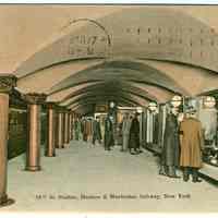 Digital image of Hudson & Manhattan R.R. postcard titled: 19th St. Station, Hudson & Manhattan Subway, New York. No date, ca. 1909.