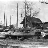 B+W photo negative of the New Jersey Yacht Club (former N.Y. Yacht Club) building, 10th St. & Hudson River, Hoboken, n.d., ca. 1890-1900.