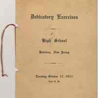 Program: Dedicatory Exercises, High School, Hoboken, New Jersey, Tuesday, October 11, 1911.