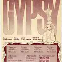 Poster: Gypsy, A Musical Fable. The Hoboken Civic Theatre. Union Club, Hoboken, Nov. 1985.