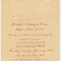 Invitation: Hoboken Schuetzen Corps. to Mayor & City Council, for 32nd Annual Ball at Quartett Club Hall, 1013-1017 Washington St., Hoboken, Jan. 19, 1903