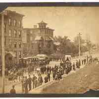 Sepia tone photo: Parade at 10th & Hudson Sts.