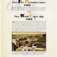          pg 76: 64. First Fire Prevention Course 1909; 65.1st World Cruise Ship 1909
   