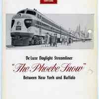Menu: Lackawanna Railroad. "The Phoebe Snow." Buffet Menu. Dated March 25, 1960.