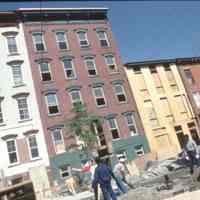 Color slide of building under renovation on or near Newark and Garden Sts., Hoboken, ca. 1984.