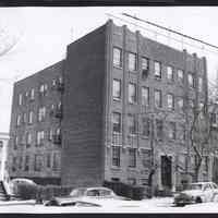 B&W photo of apartment building at 34 Lexington Avenue, Jersey City.