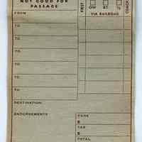          ninth opening, inside back cover: passenger's check
   