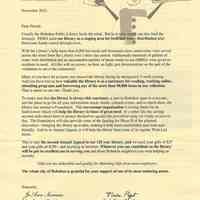 Letter: Hoboken Public Library Foundation Annual Appeal letter, November 2012.