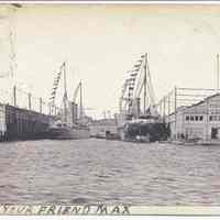 Postcard: No. 71 - Hamburg-American Line Pier, Hoboken, N.J. Postmarked March 10, 1906.