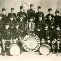 Sepia-tone photo of the Holy Innocents Fife & Drum Corps, Hoboken, no date, ca. 1925.