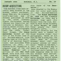 Hoboken Historical Museum Newsletter [First Series], Volume 2, No. 23, January, 1989.