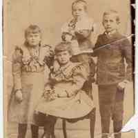 Digital image of sepia-tone photo of Toepfer family children posed in a photographer