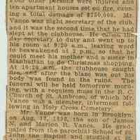 Newspaper clipping from unidentified newspaper about Walter Thomas Vance