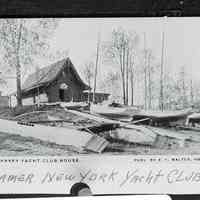 B+W photo of an E.F. Walter postcard: Old New Jersey Yacht Club House at foot of 10th St., ca. 1900.