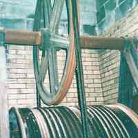 Digital image of color photo of the interior of the former Hudson & Manhattan Rail Road powerhouse, Jersey City, June, 2000.