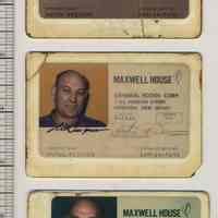 Digital image of 3 Anton Peskens employee identification cards, Maxwell House Coffee, Hoboken, n.d, circa 1982-1992.