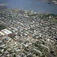 Digital reference image of color aerial view of Hoboken, July 17, 2003. Image number 9132. Photographer, Lee Ross, "Aerial Photography by Rosspilot."