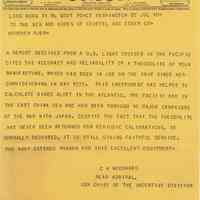 Telegram to K&E Hoboken employees re theodolite from Rear Adm. C. H. Woodward, USN, Wash., D.C., July 18, no year (probably 1945.)