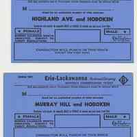 Ticket samples, 5: Erie-Lackawanna R.R., Monthly Commutation between 5 NJ stations & Hoboken, n.d., 1965.