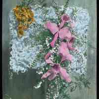 Lantern slide, color, of a floral wall pocket, used for promotional display in Hoboken, no date, ca. 1920.