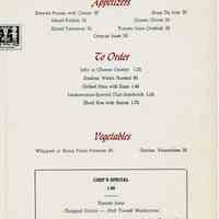          pg [3] only: Appetizers, To Order, Vegetables, Chef's Special
   