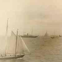 Image: 2 sailing yachts and steam yacht, no place no date, ca. 1932-42.