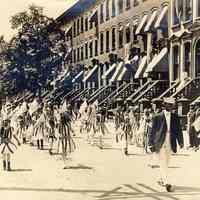 Digital image of photo of the Hoboken Playgrounds Field Band marching, Decoration Day Pageant, Hudson Street near Seventh St., Hoboken, [1917].