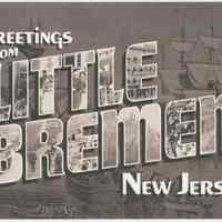 Postcard "Little Bremen, N.J."; film premiere about German immigration to Hoboken, HHM, Sept., 2002.