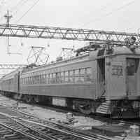 B+W photo negative of Erie Lackawanna Railway MU 3533 in Hoboken yard, ca. March 1968.