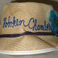 Straw hat with hand-stitched lettering: Hoboken Chamber [of Commerce], Hoboken, no date, ca. 1960-70.