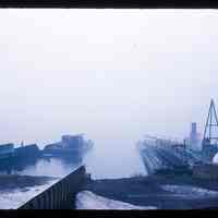 Color slide of a dock on the Hudson River.