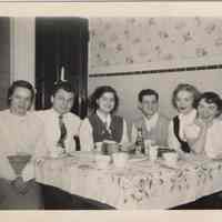 B+W photo of six 11th grade Demarest High School students, Hoboken, circa 1952.