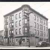 B&W photo of mixed-use apartment building at 193-195 Ogden Avenue, Jersey City.