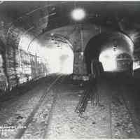 B+W copy photo of a photo inside tunnels of Hudson & Manhattan Rail Road, location not certain, June 3, 1907.