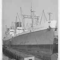 B+W photo of the S.S. President Hayes, starboard bow view, Hoboken, no date, ca. 1941.