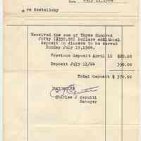 Receipt for Mrs. [Helen?] Kostelecky from the Union Club, 600 Hudson Street, Hoboken, July 11, 1964.