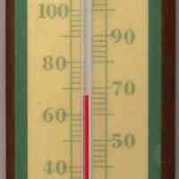 Wall thermometer advertising Frank Bucino, Inc., Realtors, Insurors, 40 Hudson Place, Hoboken, N.J. No date, ca. 1950-1960.