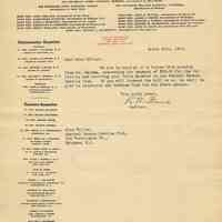 TLS to Florence Miller re Admiral Benson Club, Hoboken, March 20, 1919.