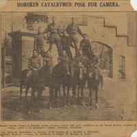Newspaper clipping from album with photo "Hoboken Cavalrymen Pose for Camera" from The Jersey Observer, March 28, 1913.