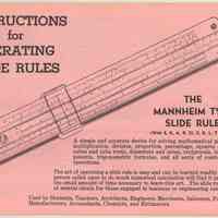 Manual: Instructions for Operating Slide Rules; The Mannheim Type Slide Rule. No place, no date, circa 1955-1957.