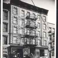 B&W photo of mixed-use apartment buildings at 109-111 Willow Avenue, Hoboken.