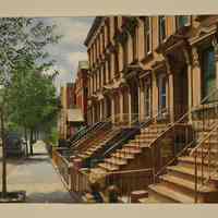 Digital images, 2, of Frank Hanavan painting of 900 block of Hudson Street, dated 5-30-06, Hoboken, 2006.