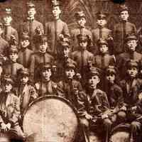 Color print from Hoboken Public Library black-and-white negative of the Hoboken Playground Band, Hoboken, 1917.