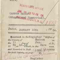 Digital images of Oct. 1, 1927 bond by Raffaele and Pasqualina Gallo (of Hoboken) to Antonio Gallo in the amount of two thousand dollars.