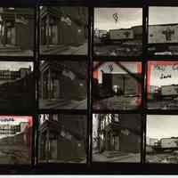 B+W negative contact sheet of images of Hoboken taken by John Conn. no date, [1976].