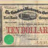 Stock certificate: The Hoboken & Weehawken Horse Rail Road Company, one Ten Dollar share, issued Hoboken, N.J., May 28, 1860