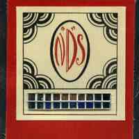          detail of cover applique and mirror strips
   