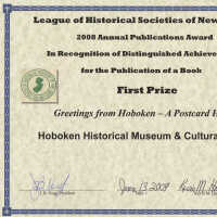          Awards, 7, from League of Historical Societies of NJ to HHM for 2008 publications, June 2009. picture number 8
   