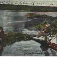 Postcard: Greetings from Hoboken, N.J. Compliments from Prof. M. Loewy. Postmarked Dec. 5, 1906.
